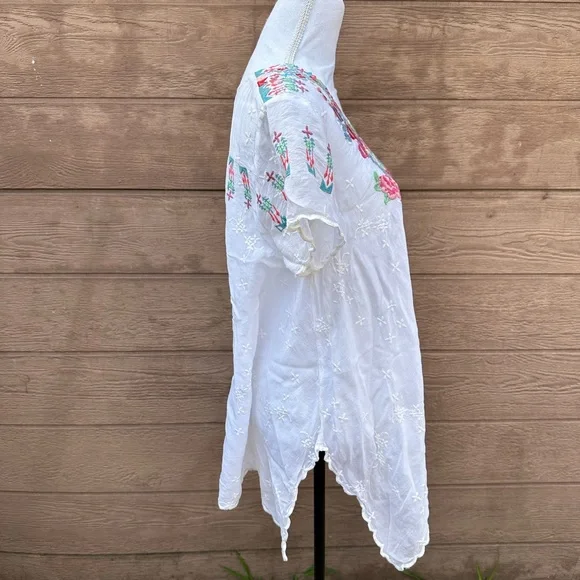 JOHNNY WAS embroidered asymmetrical top - Picture 3 of 7